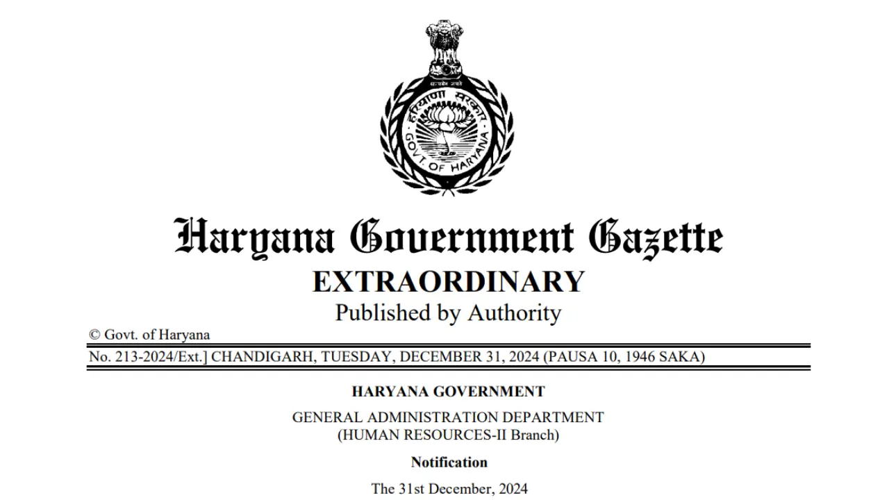 Haryana HSSC CET 2025 Gazette Notification Recruitment Rules