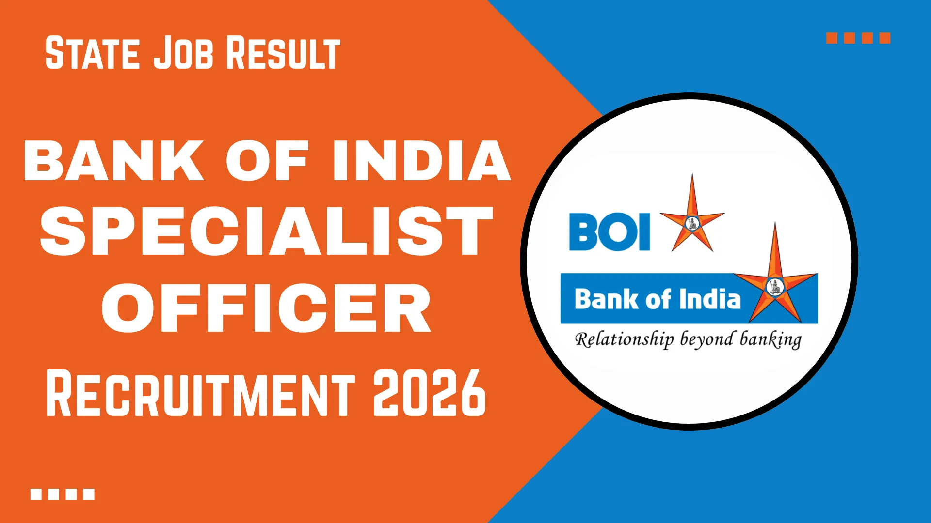 Bank of India Specialist Officer Recruitment 2026