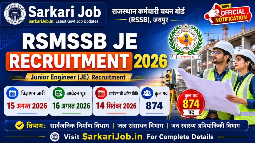 Rajasthan RSSB JE Recruitment 2026