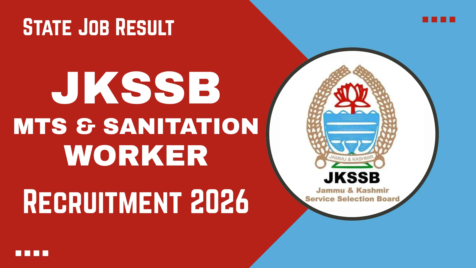JKSSB MTS and Sanitation Worker Recruitment 2026