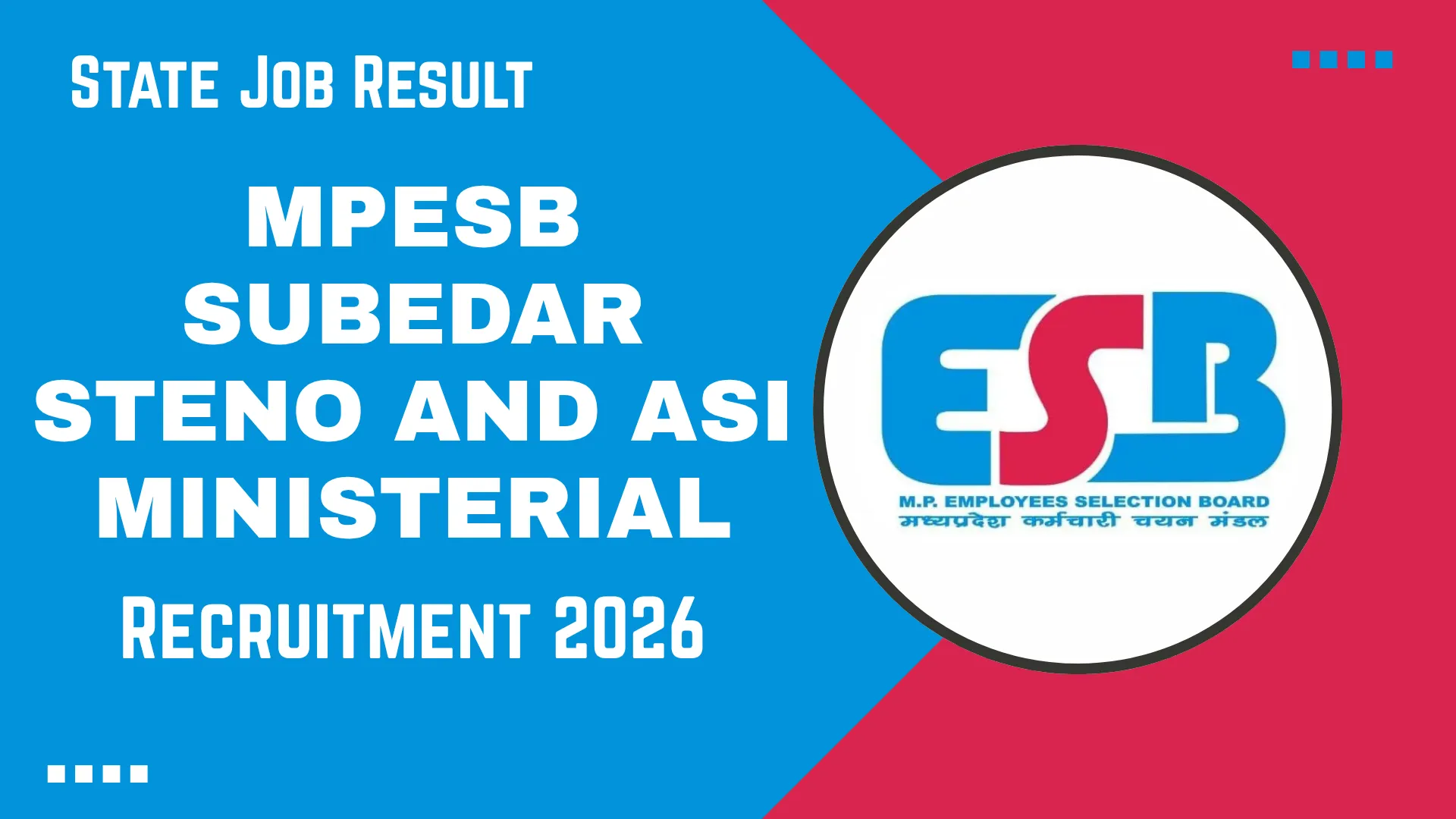 MPESB Subedar Steno and ASI Ministerial Recruitment 2026