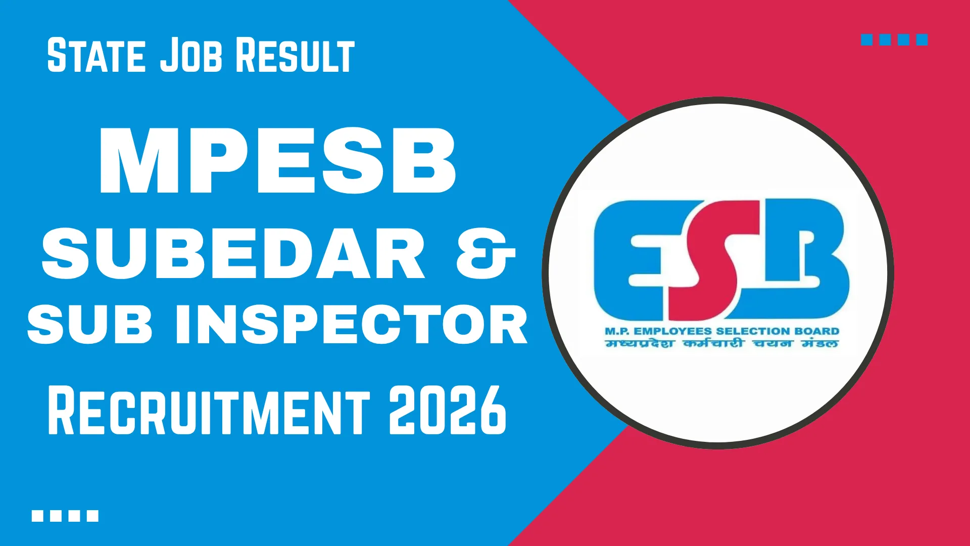 MPESB Subedar and Sub-Inspector Recruitment 2026