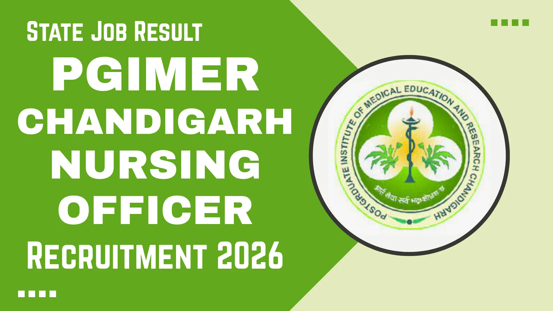 PGIMER Chandigarh Nursing Officer Recruitment 2026