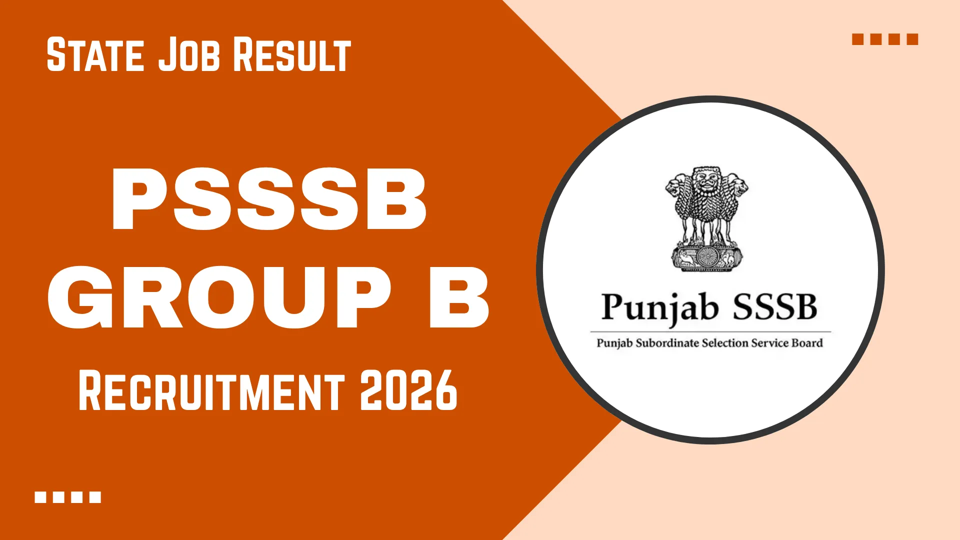 PSSSB Group B Recruitment 2026 Advt 13/2026