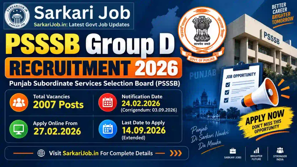 PSSSB Group D Recruitment 2026