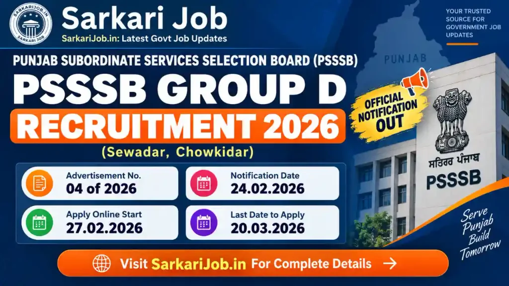 PSSSB Group D Recruitment 2026 