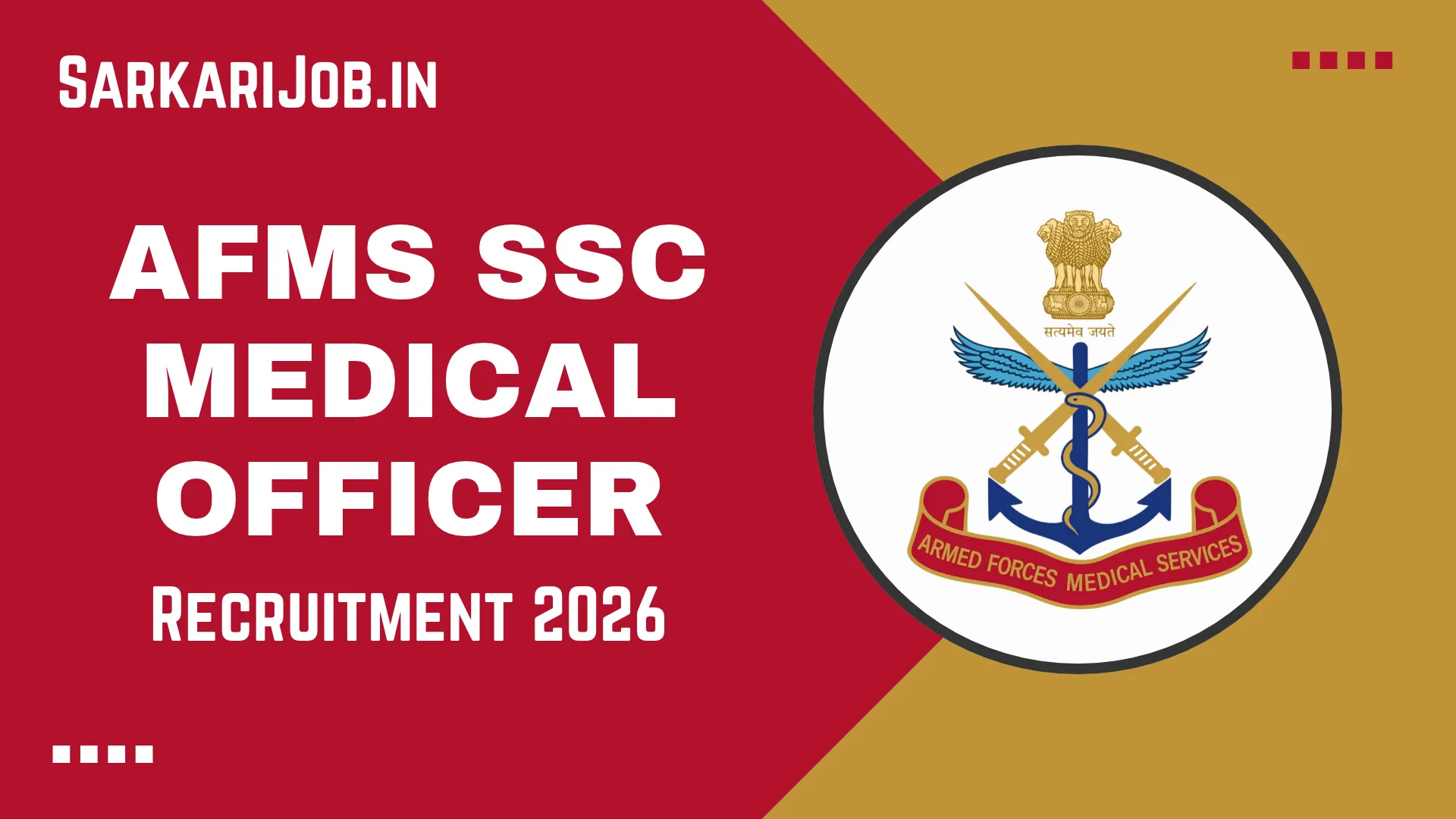 AFMS SSC Medical Officer Recruitment 2026