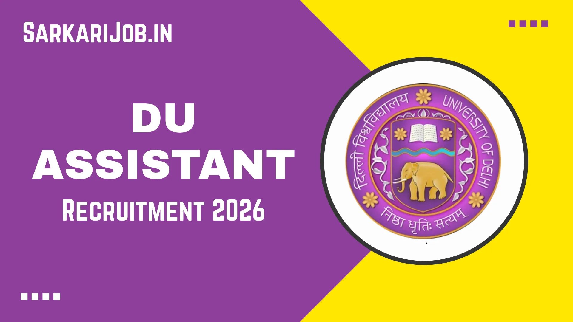 Delhi University (DU) Assistant Recruitment 2026