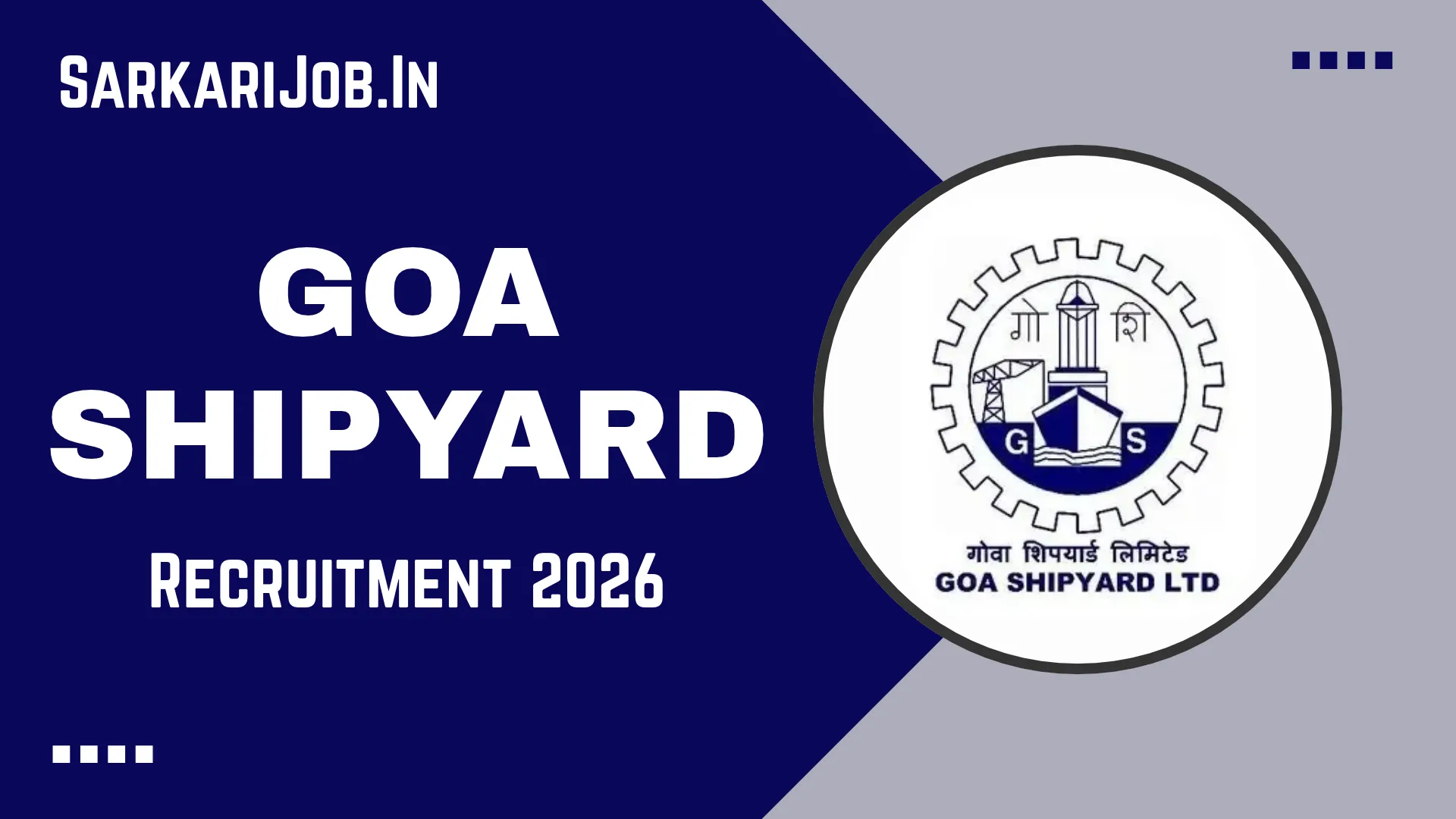 Goa Shipyard Non-Executive Recruitment 2026