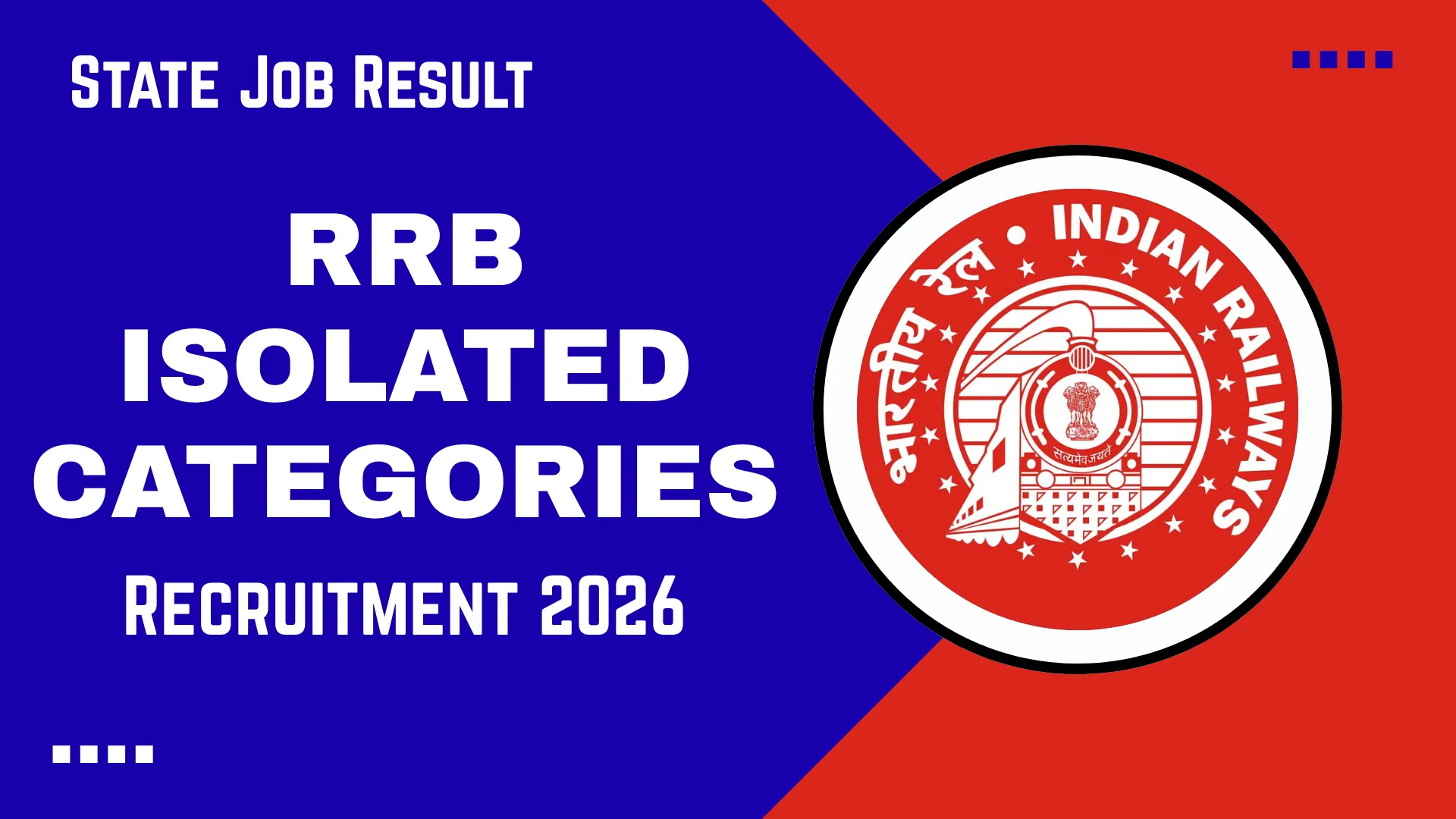 RRB Isolated Categories Recruitment 2026